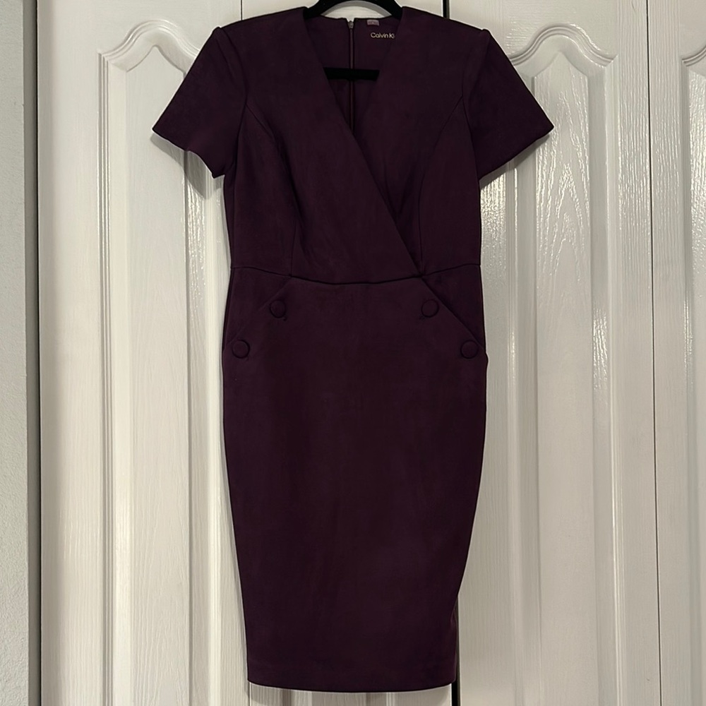 Calvin Klein Suede Purple Dress
